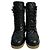 Vorbesitzene schwarze gesteppten CC Plattform Combat Boots Chanel 20B - Ansicht 4