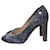 Timeless Chic Chanel Graue gesteppte Wildleder-Python Cap Toe CC Pumps 38 gebraucht Schweden