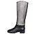Chanel Silver & Black Leather Ankle Boots - Size 38 pre-owned