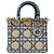 Dior Lady Dior Medium Tweed  Crocodile  Print Lambskin  Handle Bag Pre-Owned