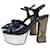 Yves Saint Laurent Sandales à plateforme en cuir python noir Saint Laurent Taille 36 D'occasion  - vue 1