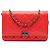 Chanel Rotes, gestepptes Lammleder Boy Wallet mit Kette