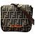 Borsa a spalla in tela e pelle marrone Zucca di Fendi