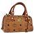 Borsa Boston Mini Logogram Vicetos MCM in pelle PVC 2 in 1 marrone oro Auth BAZ463 D'oro