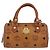 Borsa Boston Mini Logogram Vicetos MCM in pelle PVC 2 in 1 marrone oro Auth BAZ463 D'oro - vista 2
