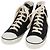 Sneakers Alte CHANEL Tela Nera Bianca A01852 CC Auth SW2298A Nero Bianco