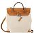 Hermès HERMES Herbag Ad PM Rucksack Canvas Leder 2in1 Beige Silber Auth 172481 - Ansicht 3
