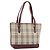 Bolsa de mão em canvas bege com estampa Nova Check da BURBERRY, dourada, Auth BA11740 Dourado