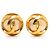 Pendientes redondos de perlas vintage Chanel Coco Mark Dorado
