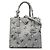 Prada Graue Saffiano Floral Print Doppel-Taschen-Handtasche Braun