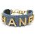 BRACCIALE LOGO CHANEL AB3354 METALLO DORATO & DENIM BLU 15.5CM BRACCIALE IN JEANS BLU
