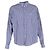 Camicia a righe in cotone blu con logo ricamato Balenciaga