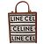 Céline Borsa tote verticale Celine Small Cabas logo in tela marrone Rosso - vista 4