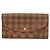 Louis Vuitton Langer Geldbeutel aus Damier-Canvas Braun Rot Fuschia Damier ebene