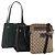 Borsa a Spalla in Tela GG Gucci in Pelle 3 Pezzi Nero Beige Auth bs34147