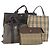 Bolsa de mão Burberrys Hermes Nova Check em lona nylon 4 peças Bege Cinza Auth BAZ311 Marrom
