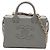 Chanel Pequeño CC Matelassé Cuero de ternera asa superior Vanity Convertible Gris