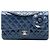 Chanel Media Classica Pelle di Vitello Lucida Camelia Doppio Ribalta Blu