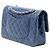 Chanel Media Classica Pelle di Vitello Lucida Camelia Doppio Ribalta Blu - vista 2