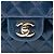 Chanel Media Classica Pelle di Vitello Lucida Camelia Doppio Ribalta Blu - vista 5