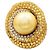 Autre Marque Goldring mit Perle, weißen Diamanten, farbigen Saphiren, Gelbgold.