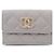 Billetera compacta de piel de caviar Chanel con tres pliegues Gris
