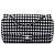 Chanel Nero Medio Classico Nastro e Tweed Logo Doppio Flap