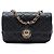 Chanel Bolsa de Couro de Corde Preta com Fecho Giratório e Trava Preto