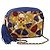CHANEL Borsa a Spalla Matelassé Catena Satin Blu Oro CC Auth BAZ668V D'oro