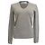 Maglione in cashmere grigio con scollo a V e toppe sui gomiti di Brunello Cucinelli