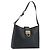 Bolsa de Ombro Gancini em Couro Preto e Dourado Auth BA11825 da Salvatore Ferragamo