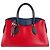 Borsa tote in pelle Epi Louis Vuitton Nero Rosso Blu navy