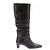 Autre Marque Schwarze Lederstiefel mit Absatz - Ansicht 2