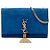 Borsa a tracolla Kate Monogram in suede blu medio con frange di Saint Laurent