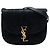 Saint Laurent Nero Medio Croco Embossed Nubuck Monogram Kaia Crossbody