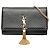 Sac à bandoulière Kate Monogram en cuir de veau matelassé noir moyen avec frange Saint Laurent