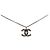 Chanel graue CC plattierte Messing Spike Anhänger Halskette Braun - Ansicht 2