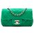 Chanel Verde Extra Mini Rectangular Clásico Satén Solapa Simple