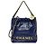 Borsa a spalla in pelle blu navy Chanel