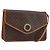Céline Bolsa de ombro circular em lona Macadam CELINE em couro PVC marrom dourado Auth YKZ472