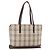 Burberry Borsa Tote Nova Check in Tela Beige Argento Auth INZ053