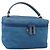 PRADA Vanity Borsa a Mano Nylon Blu Argento Auth YKZ1085