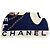 Foulard in seta blu e bianco di Chanel con logo - vista 2