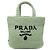Prada Grüner kleiner Tote aus gehäkeltem Raphia-Effekt mit besticktem Logo Hellgrün