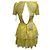 Self portrait Self-Portrait Herzspitzen-Minikleid aus gelbem Polyester - Ansicht 3