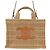 Céline Borsa a Spalla Celine Triomphe Logo Small Cabas Thais in Tweed Marrone Beige - vista 2