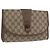 GUCCI GG Supreme Web Sherry Line Clutch Bag PVC Beige Oro Auth 174412 D'oro