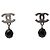 Chanel Silber CC Messing Perlen Swing Push Back Ohrringe