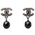 Chanel Silber CC Messing Perlen Swing Push Back Ohrringe - Ansicht 2