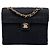 Chanel Schwarz CC Vertikal Gestepptes Nylon Grosgrain Einzelklappe